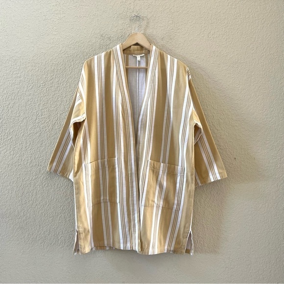 Eileen Fisher Reed Kimono Jacket Organic Cotton Striped Coastal Boho Artsy MP - Picture 4 of 13